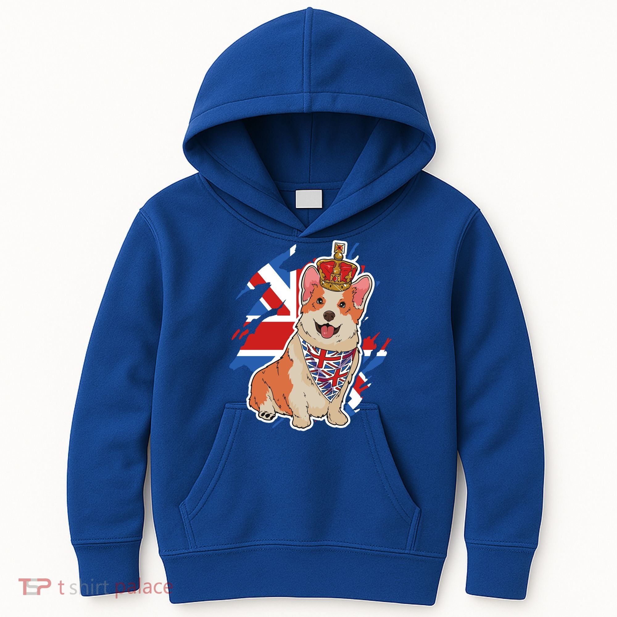 British Corgi Dog Crown Union Jack Queens Platinum Jubilee Great Gift Kids Hoodie