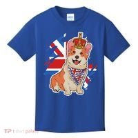 British Corgi Dog Crown Union Jack Queens Platinum Jubilee Great Gift Kids T-Shirt thumb 0