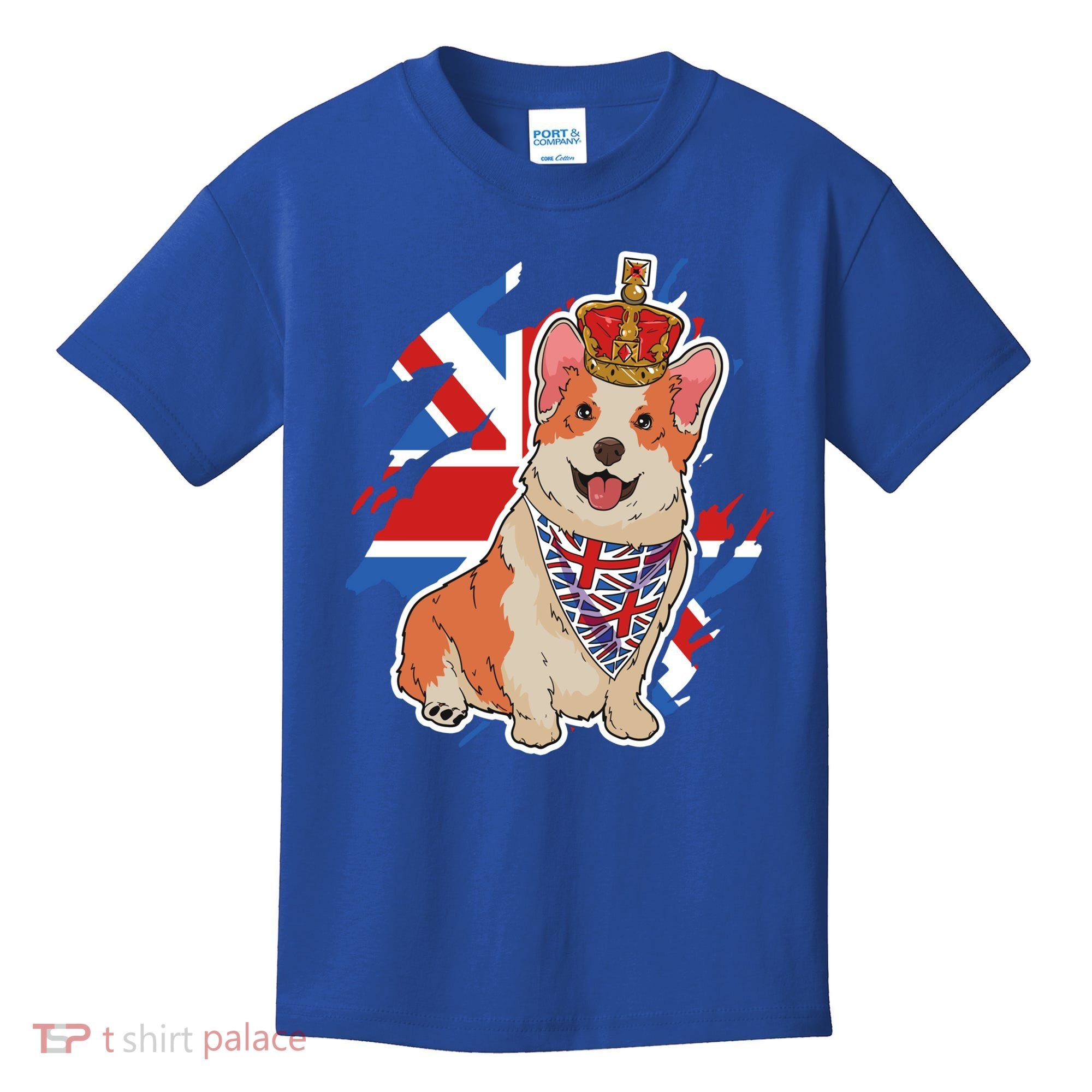 British Corgi Dog Crown Union Jack Queens Platinum Jubilee Great Gift Kids T-Shirt