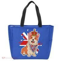 British Corgi Dog Crown Union Jack Queens Platinum Jubilee Great Gift Tote Bag thumb 0