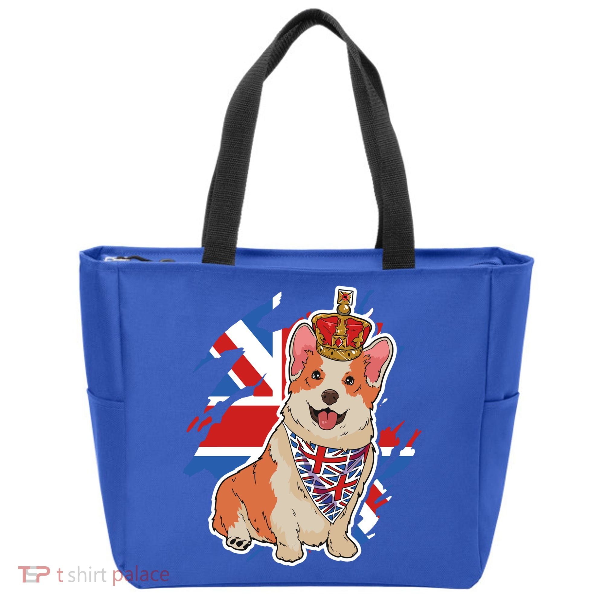 British Corgi Dog Crown Union Jack Queens Platinum Jubilee Great Gift Tote Bag