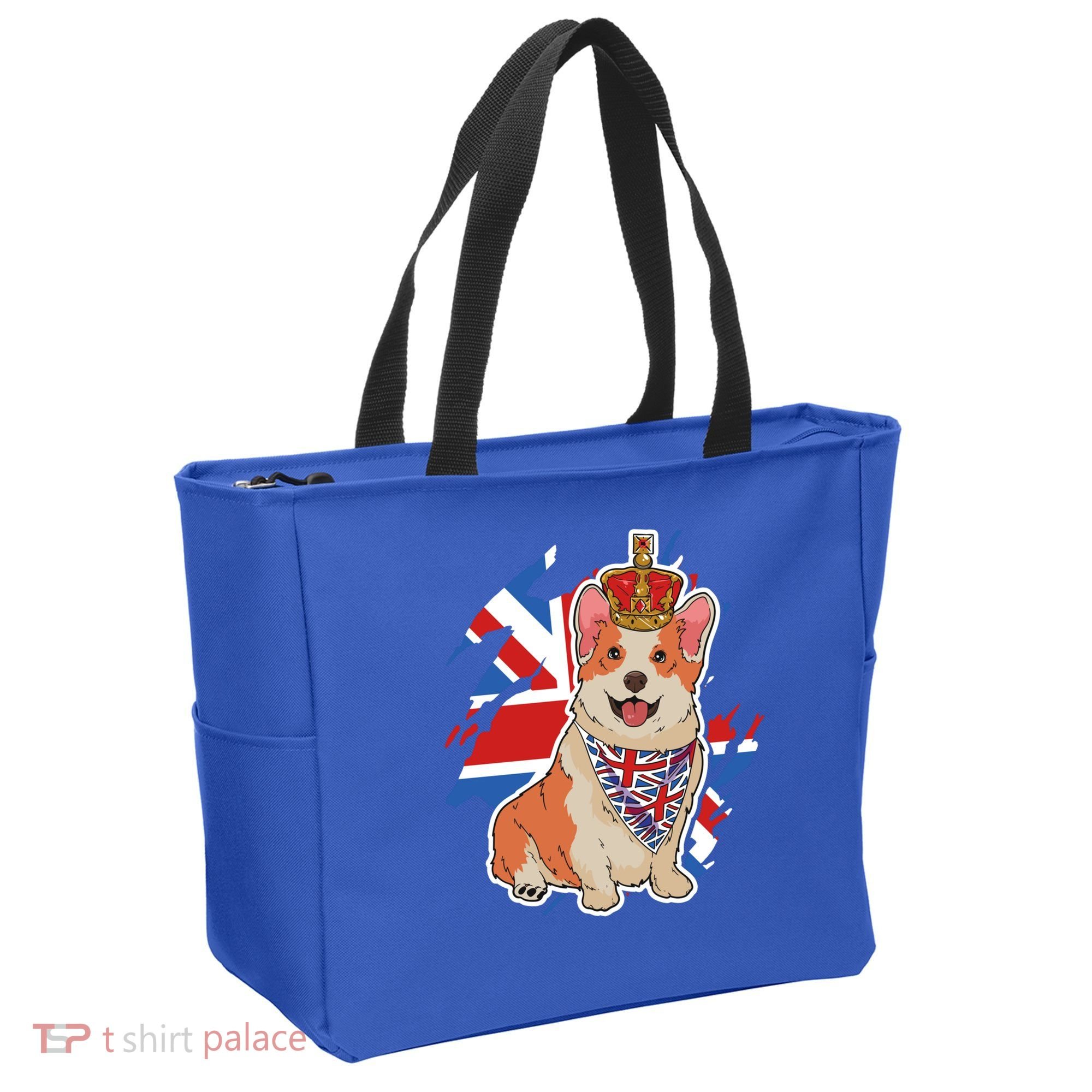 British Corgi Dog Crown Union Jack Queens Platinum Jubilee Great Gift Tote Bag