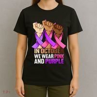 Breast Cancer Domestic Violence Awareness Purple T-Shirt thumb 4