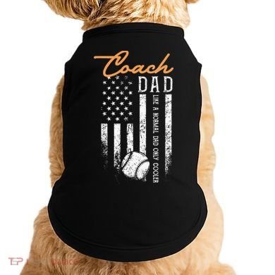Baseball Coach Dad Like A Normal Dad Only Cooler USA Flag Doggie Tank