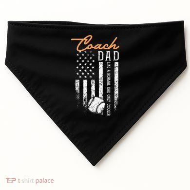 Baseball Coach Dad Like A Normal Dad Only Cooler USA Flag USA-Made Doggie Bandana