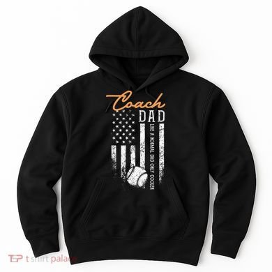 Baseball Coach Dad Like A Normal Dad Only Cooler USA Flag Hoodie