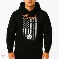 Baseball Coach Dad Like A Normal Dad Only Cooler USA Flag Hoodie thumb 2