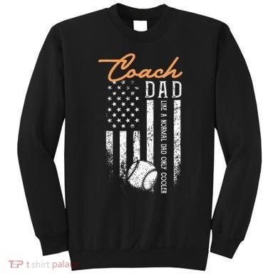Baseball Coach Dad Like A Normal Dad Only Cooler USA Flag Sweatshirt