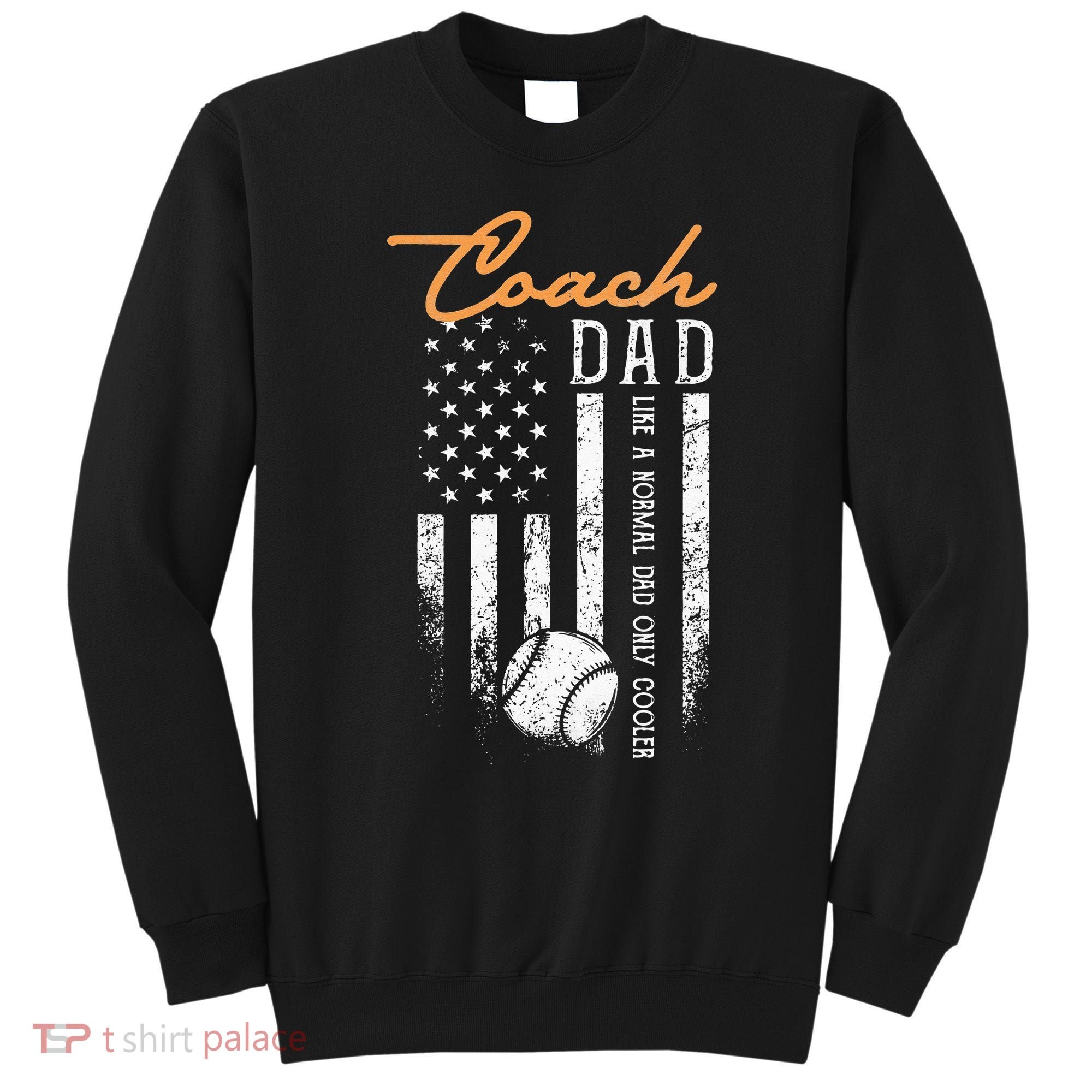 Baseball Coach Dad Like A Normal Dad Only Cooler USA Flag Sweatshirt