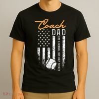Baseball Coach Dad Like A Normal Dad Only Cooler USA Flag T-Shirt thumb 3