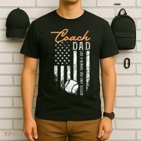 Baseball Coach Dad Like A Normal Dad Only Cooler USA Flag T-Shirt thumb 6