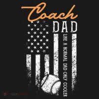 Baseball Coach Dad Like A Normal Dad Only Cooler USA Flag T-Shirt thumb 7
