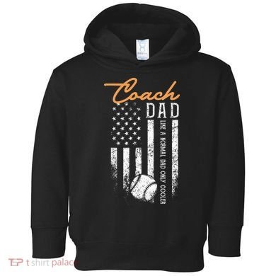Baseball Coach Dad Like A Normal Dad Only Cooler USA Flag Toddler Hoodie