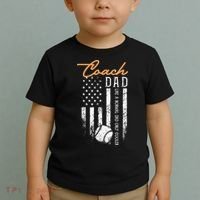 Baseball Coach Dad Like A Normal Dad Only Cooler USA Flag Toddler T-Shirt thumb 2