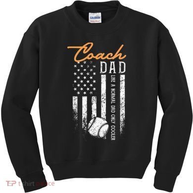 Baseball Coach Dad Like A Normal Dad Only Cooler USA Flag Kids Sweatshirt