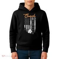Baseball Coach Dad Like A Normal Dad Only Cooler USA Flag Kids Hoodie thumb 4
