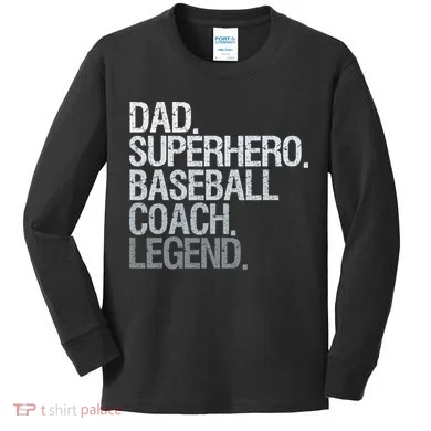 Baseball Coach Dad Kids Long Sleeve Shirt
