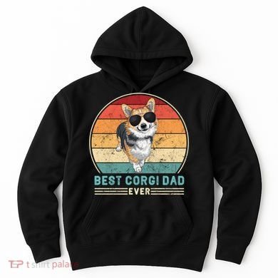 Best Corgi Dad Ever Retro Vintage 60s 70s Sunset Gift Hoodie