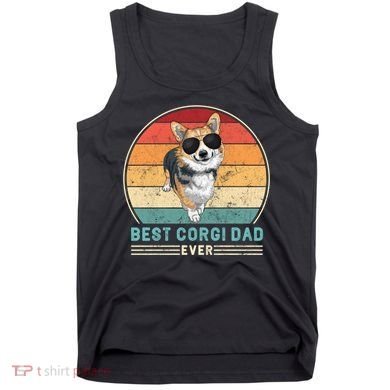 Best Corgi Dad Ever Retro Vintage 60s 70s Sunset Gift Tank Top