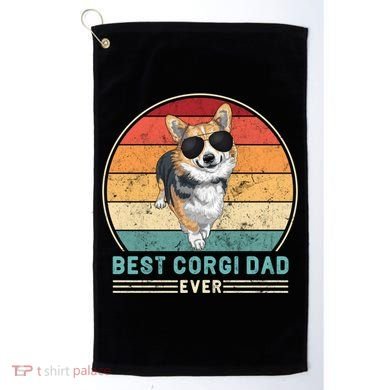 Best Corgi Dad Ever Retro Vintage 60s 70s Sunset Gift Golf Towel