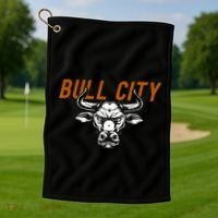 Bull City Durham Nc 919 North Carolina Bull Head Golf Towel thumb 1