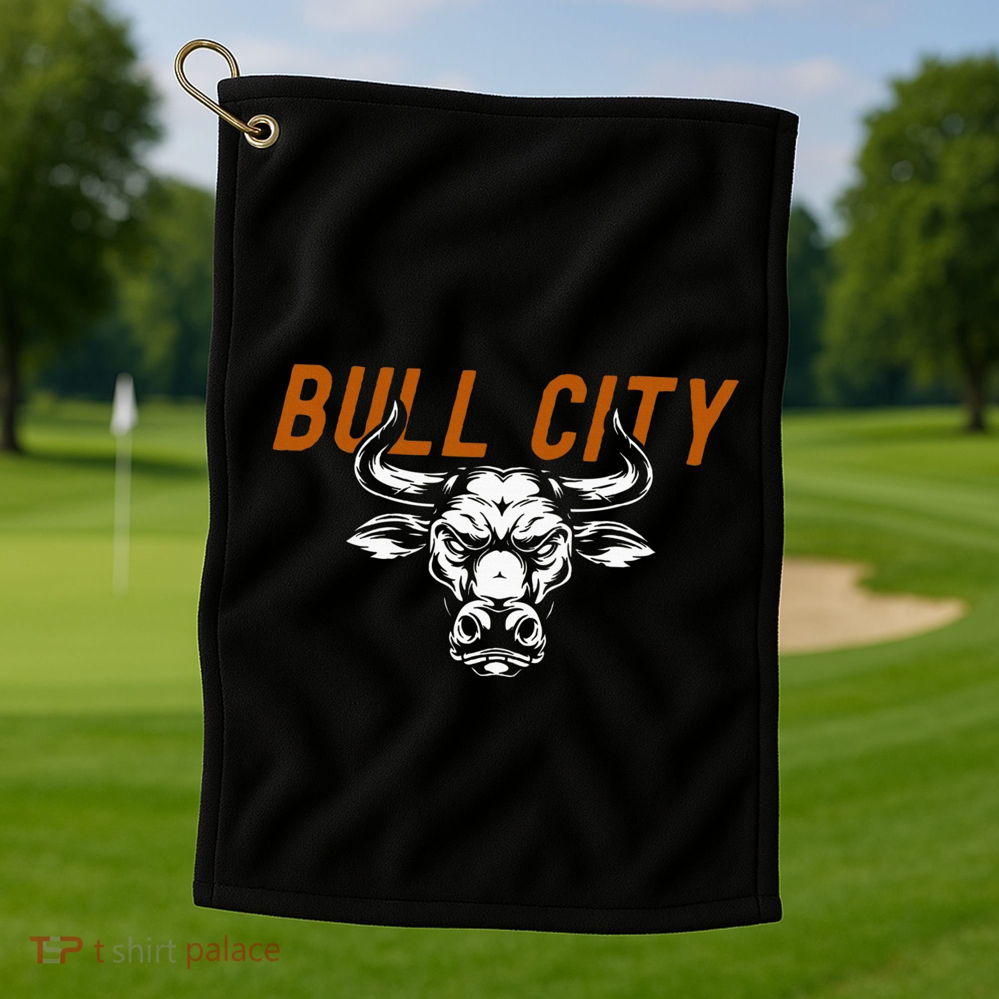Bull City Durham Nc 919 North Carolina Bull Head Golf Towel