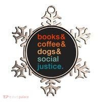Books Coffee Dogs Social Justice Gift Ornament thumb 0