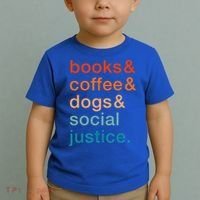 Books Coffee Dogs Social Justice Gift Toddler T-Shirt thumb 2