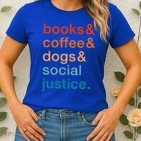 Books Coffee Dogs Social Justice Gift Women's T-Shirt thumb 2