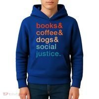 Books Coffee Dogs Social Justice Gift Kids Hoodie thumb 4