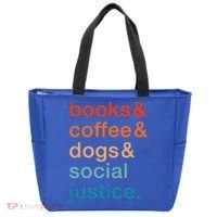 Books Coffee Dogs Social Justice Gift Tote Bag thumb 0