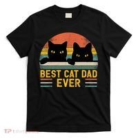 Best Cat Dad Ever Vintage Retro Style Black Cats Lover TShirt T-Shirt thumb 0
