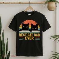 Best Cat Dad Ever Vintage Retro Style Black Cats Lover TShirt T-Shirt thumb 2