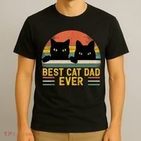Best Cat Dad Ever Vintage Retro Style Black Cats Lover TShirt T-Shirt thumb 3