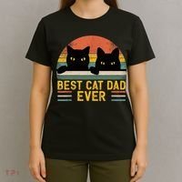 Best Cat Dad Ever Vintage Retro Style Black Cats Lover TShirt T-Shirt thumb 4