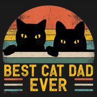 Best Cat Dad Ever Vintage Retro Style Black Cats Lover TShirt T-Shirt thumb 7