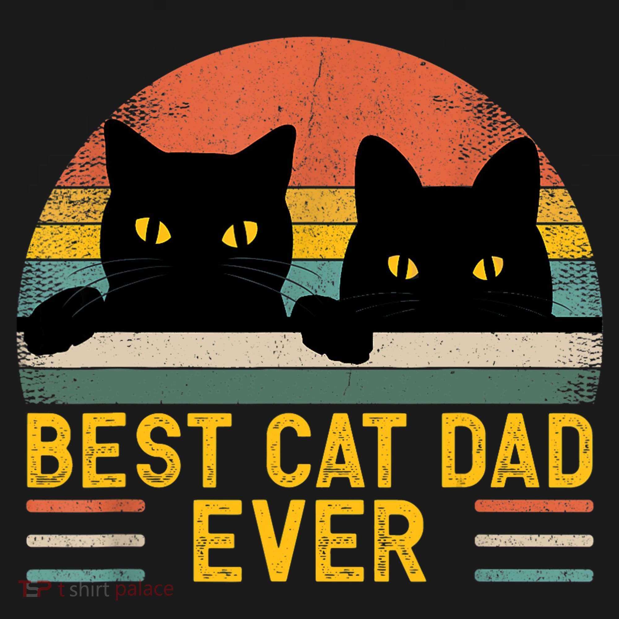 Best Cat Dad Ever Vintage Retro Style Black Cats Lover TShirt T-Shirt