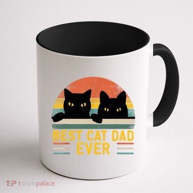 Best Cat Dad Ever Vintage Retro Style Black Cats Lover TShirt Coffee Mug back