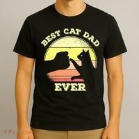 Best Cat Dad Ever Cute Cat Lover Funny T-Shirt thumb 3