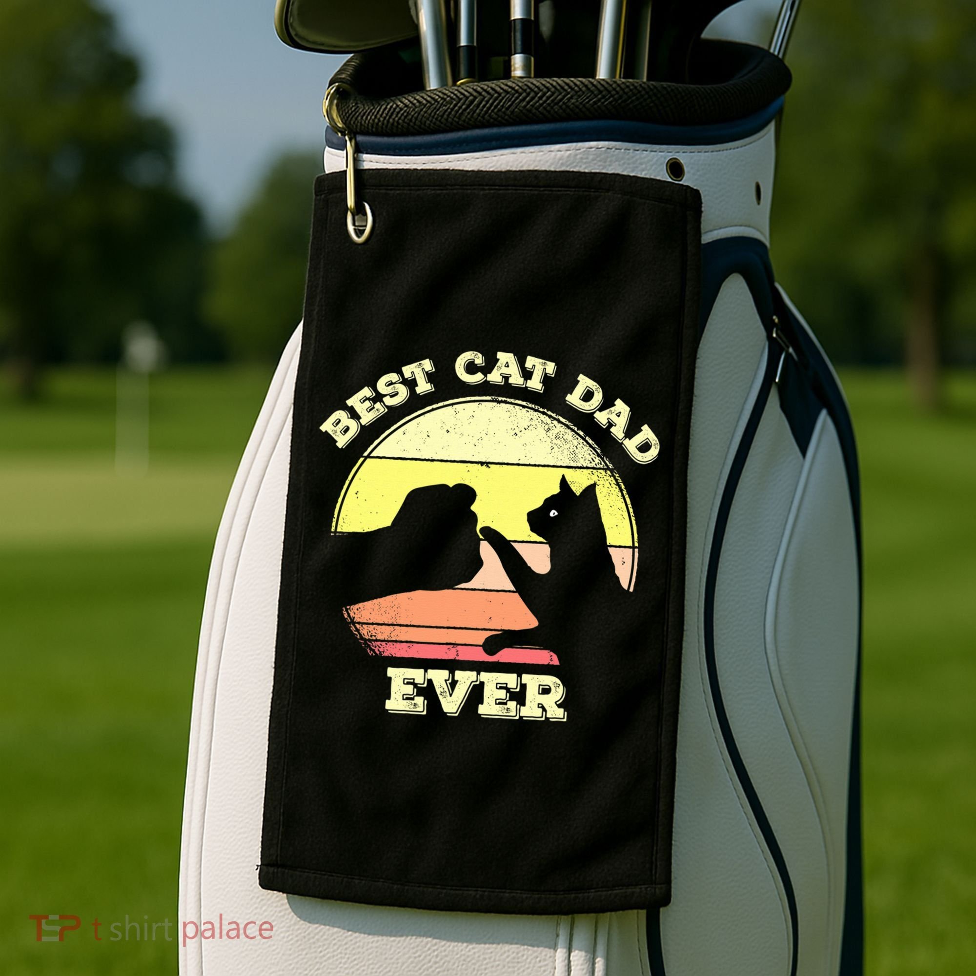 Best Cat Dad Ever Cute Cat Lover Funny Golf Towel