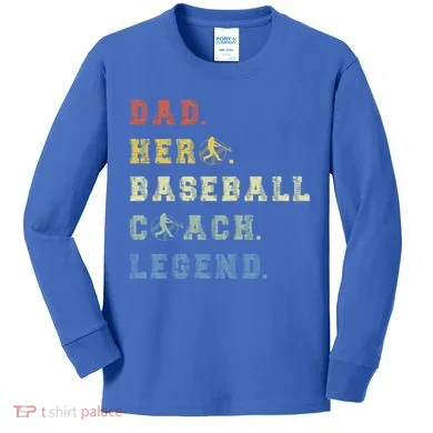 Baseball Coach Dad Gift Kids Long Sleeve Shirt