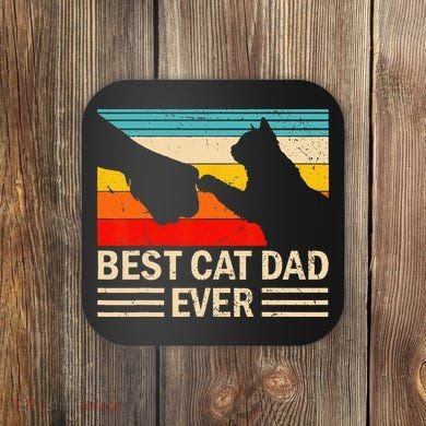 Best Cat Dad Ever Funny Vintage Cat Daddy Coaster