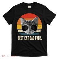 Best Cat Dad Ever Shirt Vintage Retro Cat Daddy Cat Father TShirt T-Shirt thumb 0