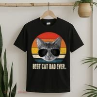 Best Cat Dad Ever Shirt Vintage Retro Cat Daddy Cat Father TShirt T-Shirt thumb 2