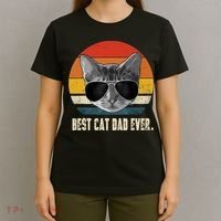 Best Cat Dad Ever Shirt Vintage Retro Cat Daddy Cat Father TShirt T-Shirt thumb 4