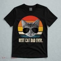 Best Cat Dad Ever Shirt Vintage Retro Cat Daddy Cat Father TShirt T-Shirt thumb 5