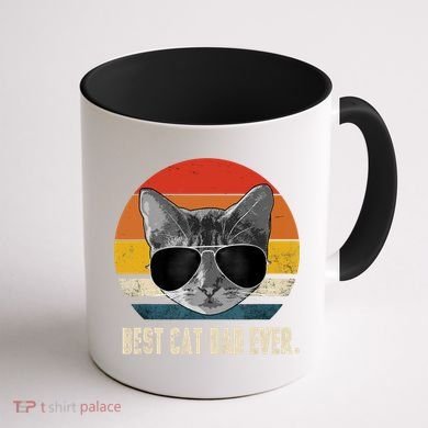 Best Cat Dad Ever Shirt Vintage Retro Cat Daddy Cat Father TShirt Coffee Mug back