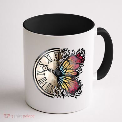 Butterfly Clock Design Coffee Mug back
