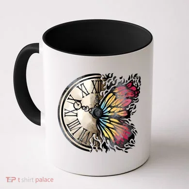 Butterfly Clock Design Coffee Mug