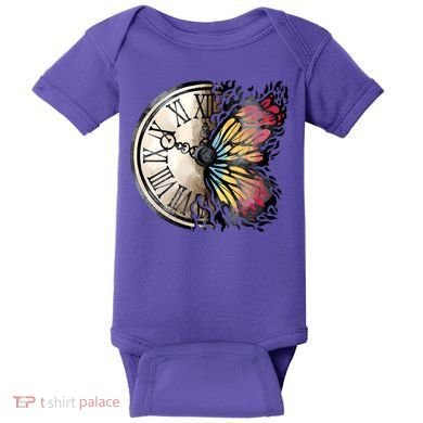 Butterfly Clock Design Baby Bodysuit